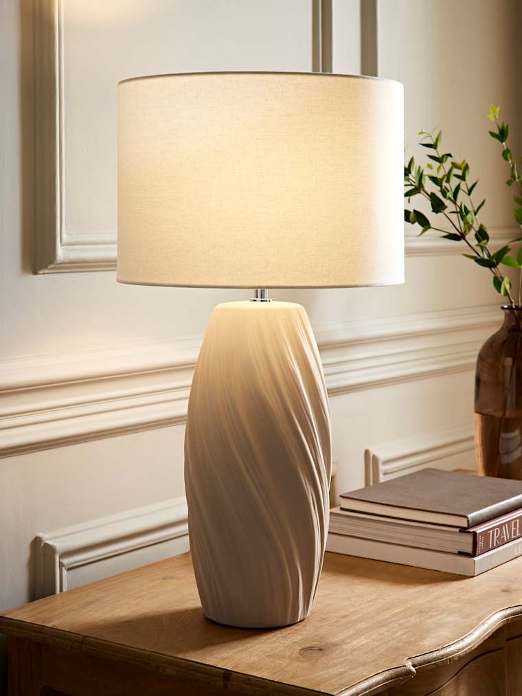 Tall Etched Swirl Table Lamp