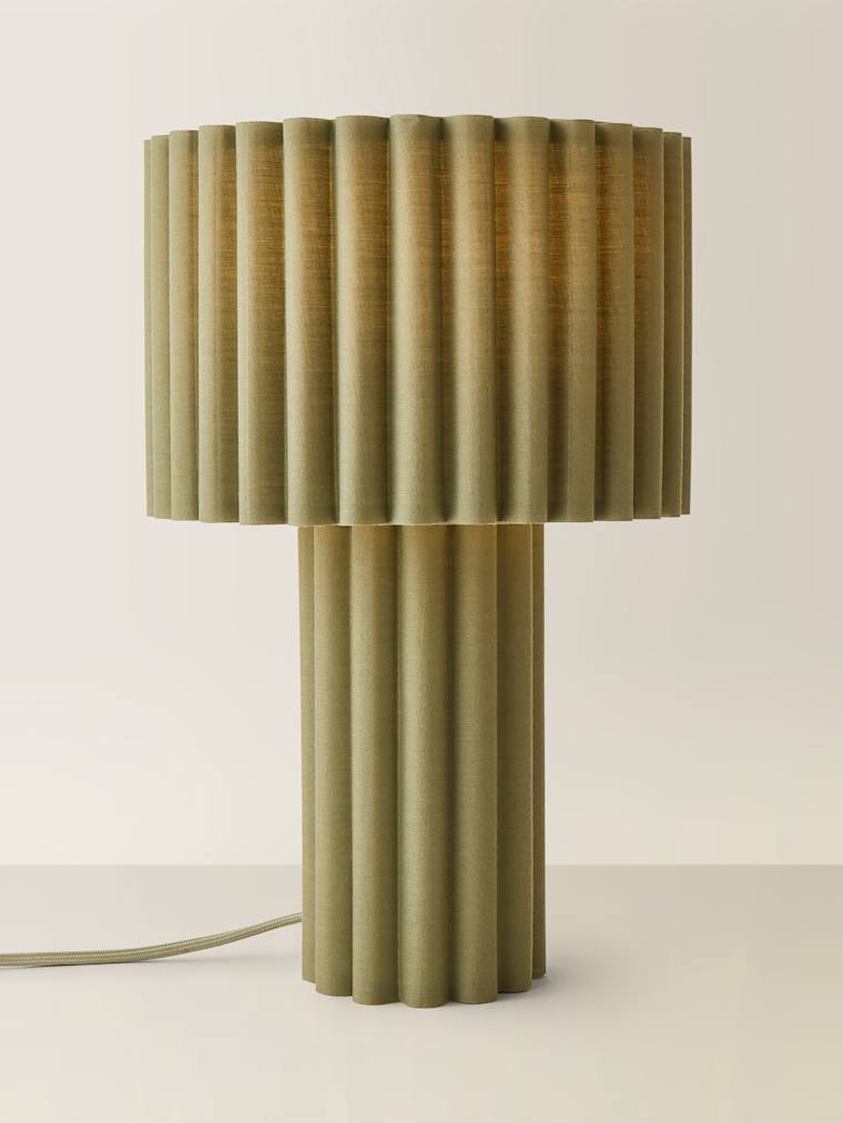 Moss Green Ribbed Fabric Table Lamp