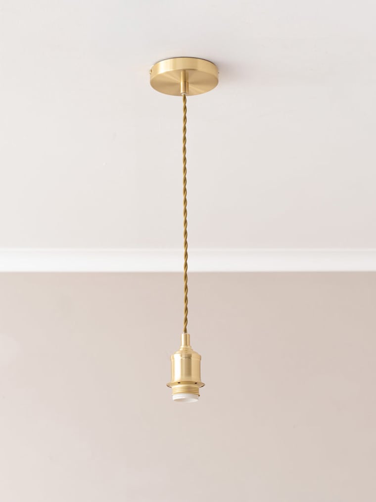 Brushed Gold Braided Cable Adjustable Pendant Ceiling Lampholder
