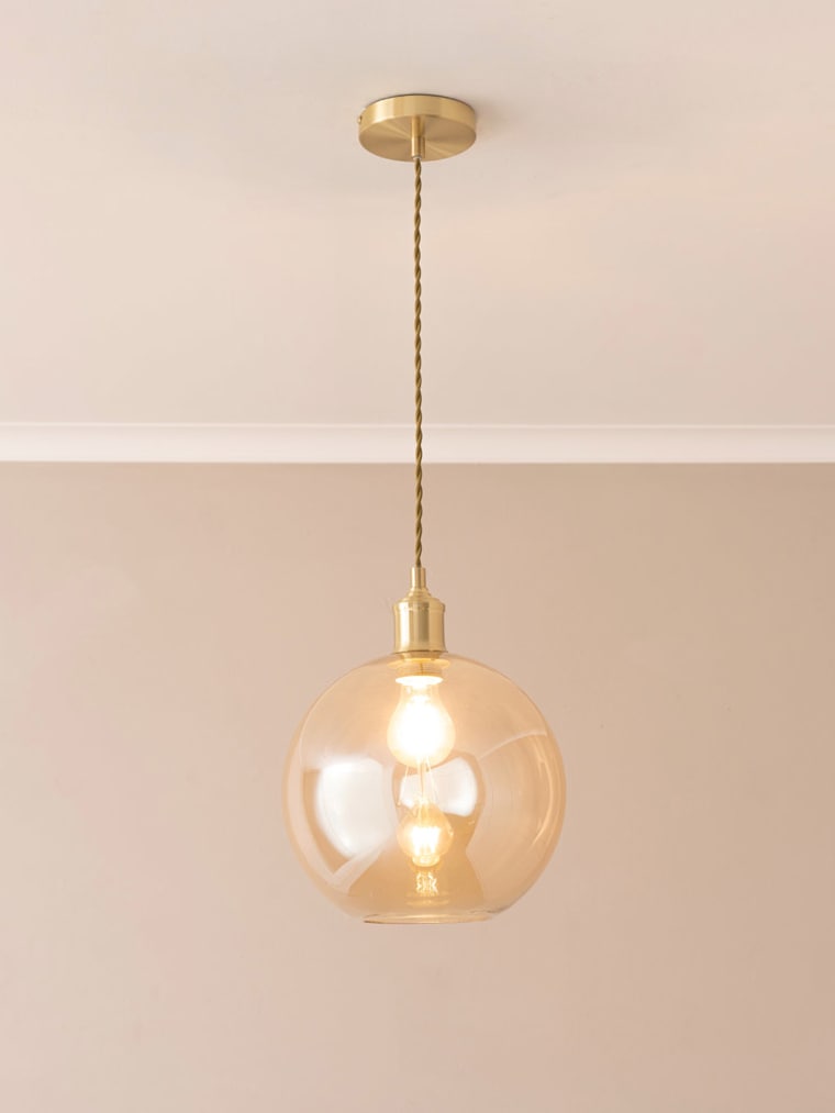 Brushed Gold Braided Cable Adjustable Pendant Ceiling Lampholder