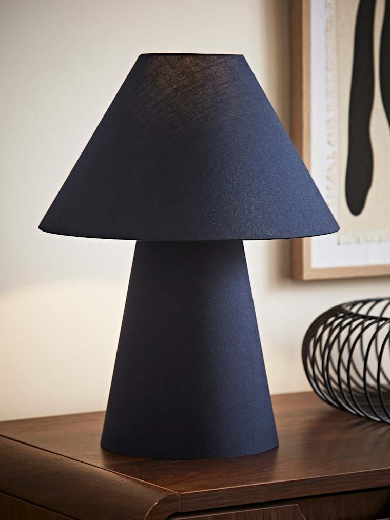 Navy Fabric Tapered Table Lamp
