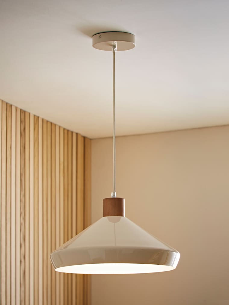 Cream & Walnut Pendant Ceiling Light