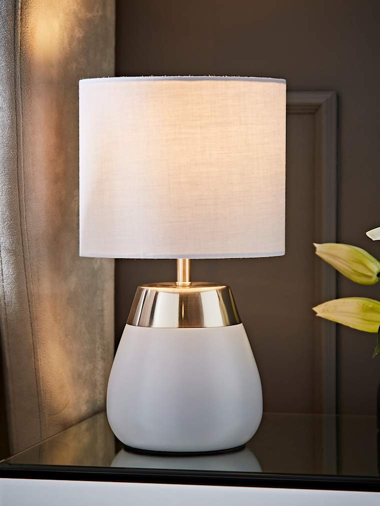 Grey Touch Table Lamp with Grey Shade