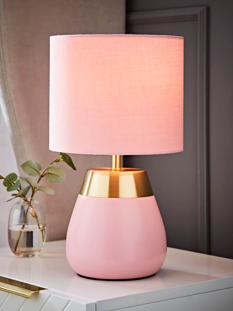 Pink Touch Table Lamp with Pink Shade