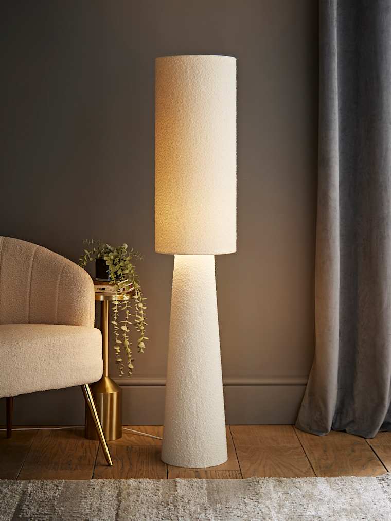 Cream Boucle Fabric Floor Lamp