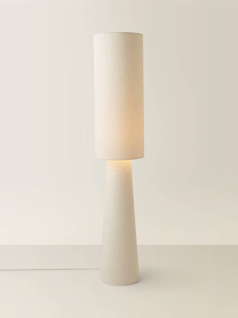 Cream Boucle Fabric Floor Lamp