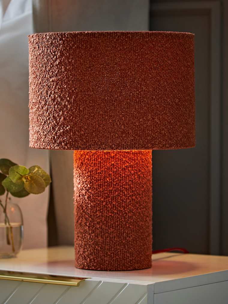 Rust Boucle Fabric Table Lamp