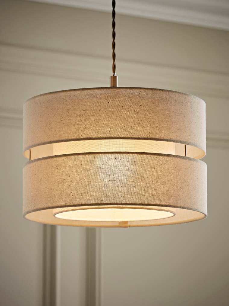 Medium Biscuit Linen Pendant Shade