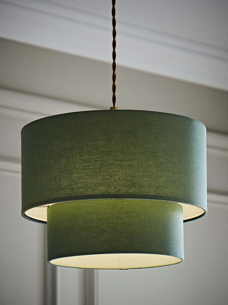 2 Tier Sage Linen Drum Shade