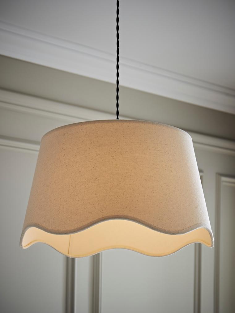 Large Natural Linen Scalloped Shade
