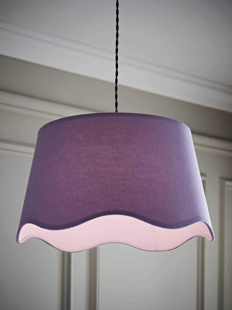 Large Lilac Linen Scalloped Shade