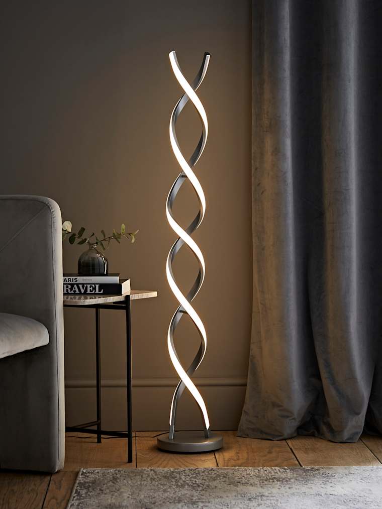 Matte Silver Double Twist Floor Lamp