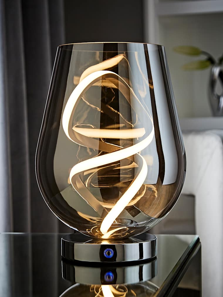 Smoked Glass Table Lamp