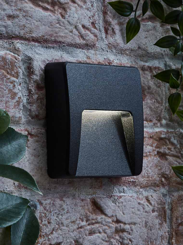 Square Black Outdoor LED Wall Light