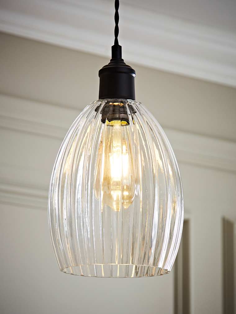 Ribbed Glass Easy Fit Glass Pendant Shade