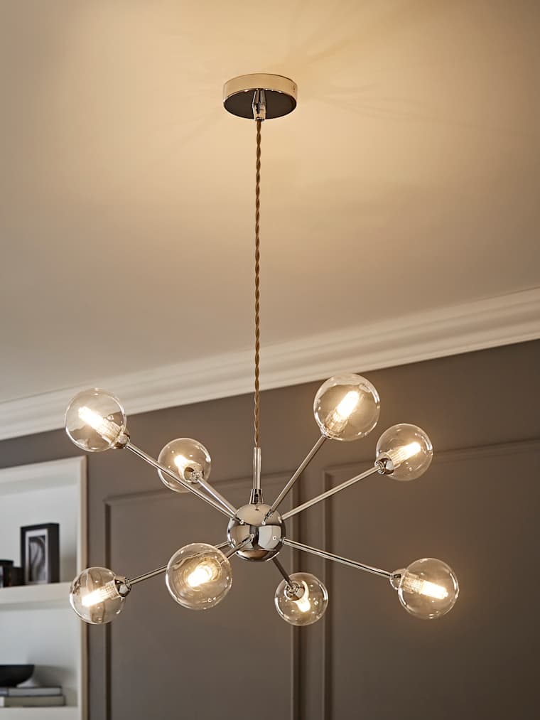 Brushed Chrome 8 Arm Sputnik Ceiling Light