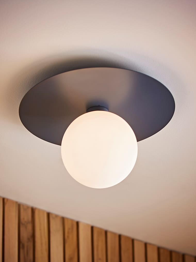 Navy Flush Globe Ceiling Light
