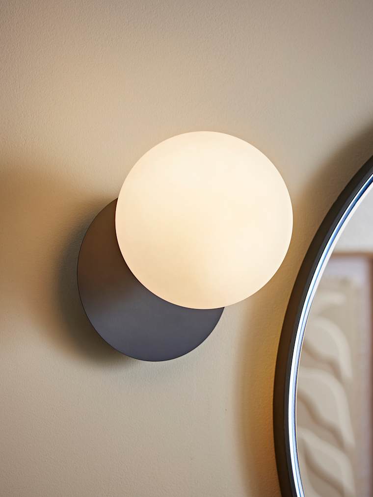 Navy Flush Globe Wall Light