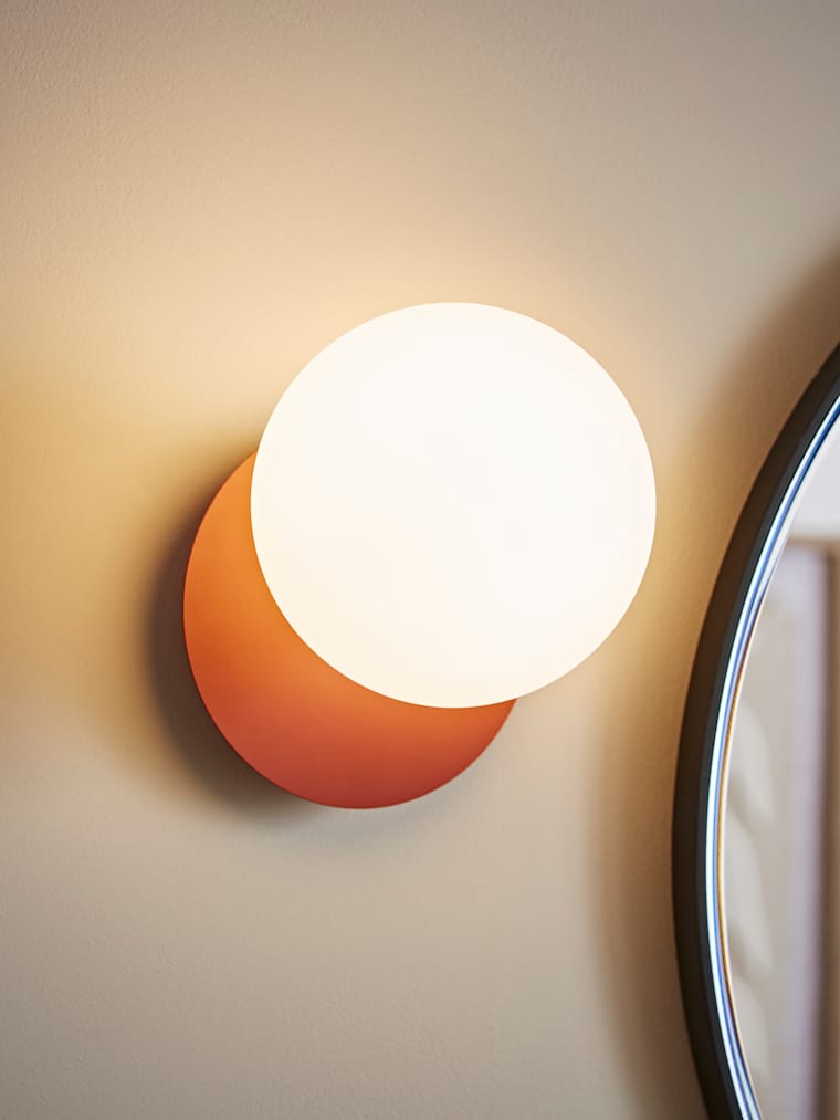 Rust Flush Globe Wall Light
