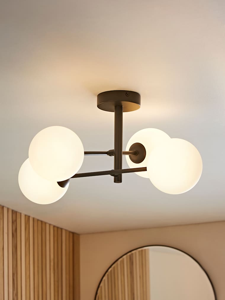 Matte Black Multi Arm Globe Ceiling Light