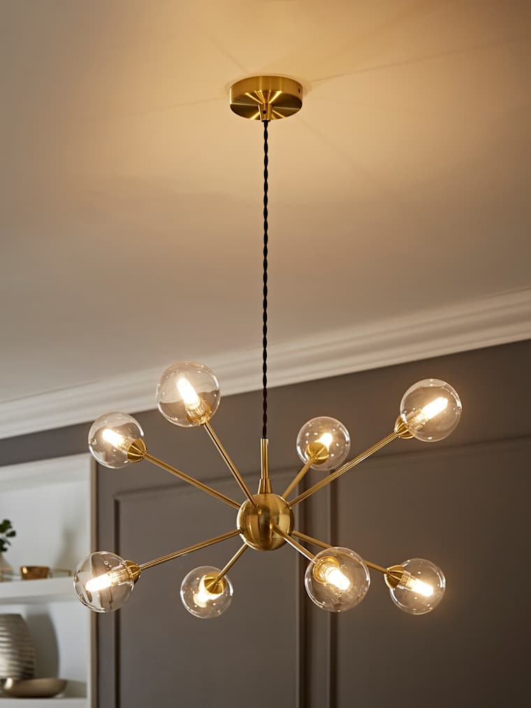 Brushed Gold 8 Arm Sputnik Ceiling Light