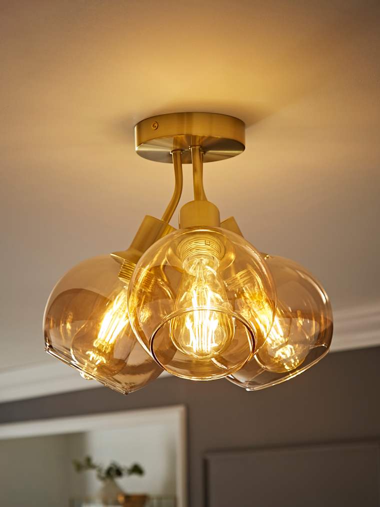 Brushed Gold Glass Bubble Cluster Ceiling Light