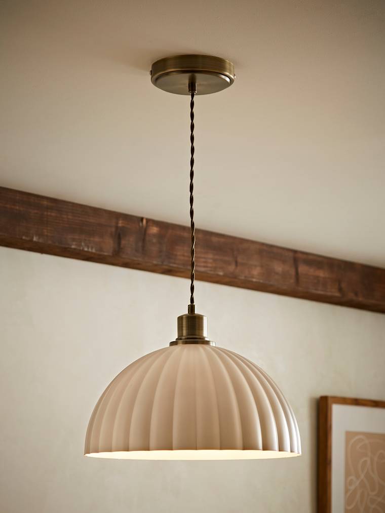 Brushed Gold Ribbed Dome Pendant Ceiling Light