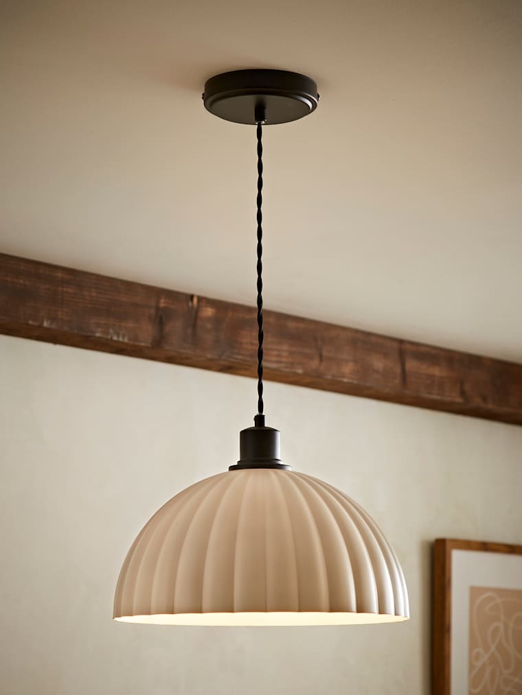 Matte Black Ribbed Dome Pendant Ceiling Light