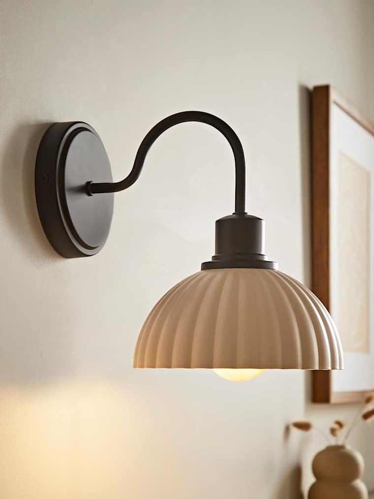 Matte Black Ribbed Dome Wall Light