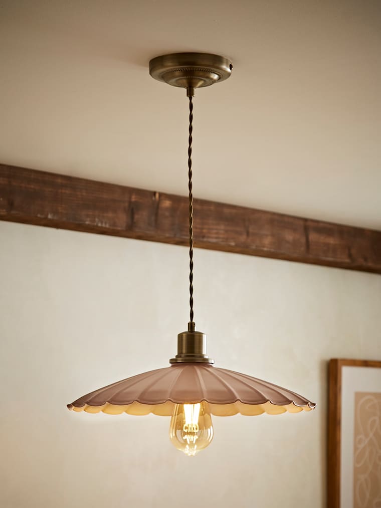 Pink Scalloped Pendant Ceiling Light