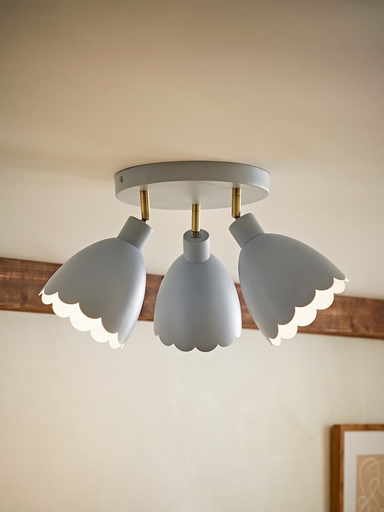 3-Way Powder Blue Scalloped Ceiling Spotlight