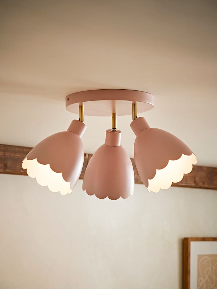 3-Way Rose Pink Scalloped Ceiling Spotlight