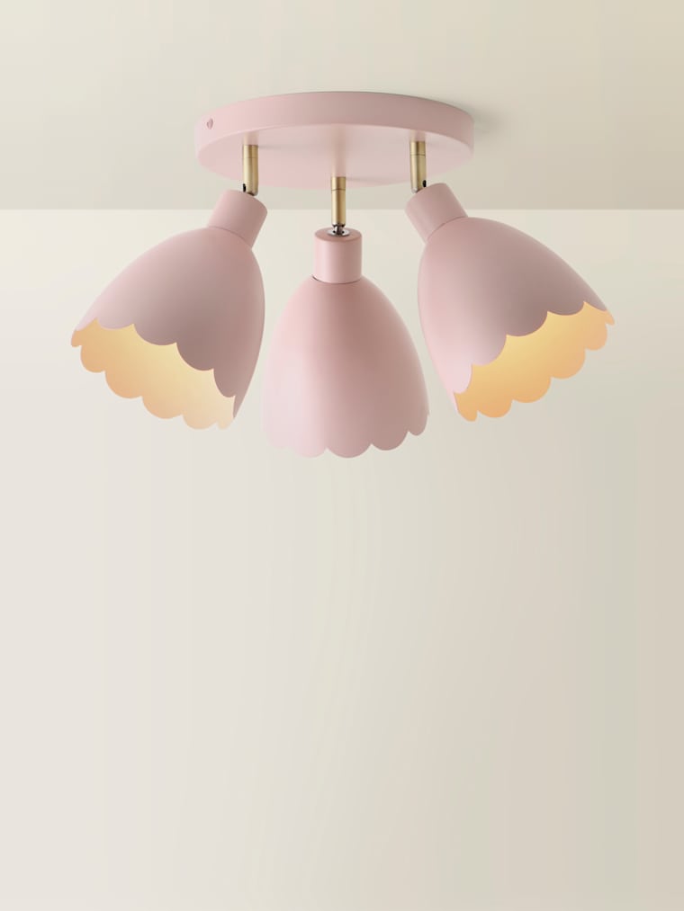 3-Way Rose Pink Scalloped Ceiling Spotlight