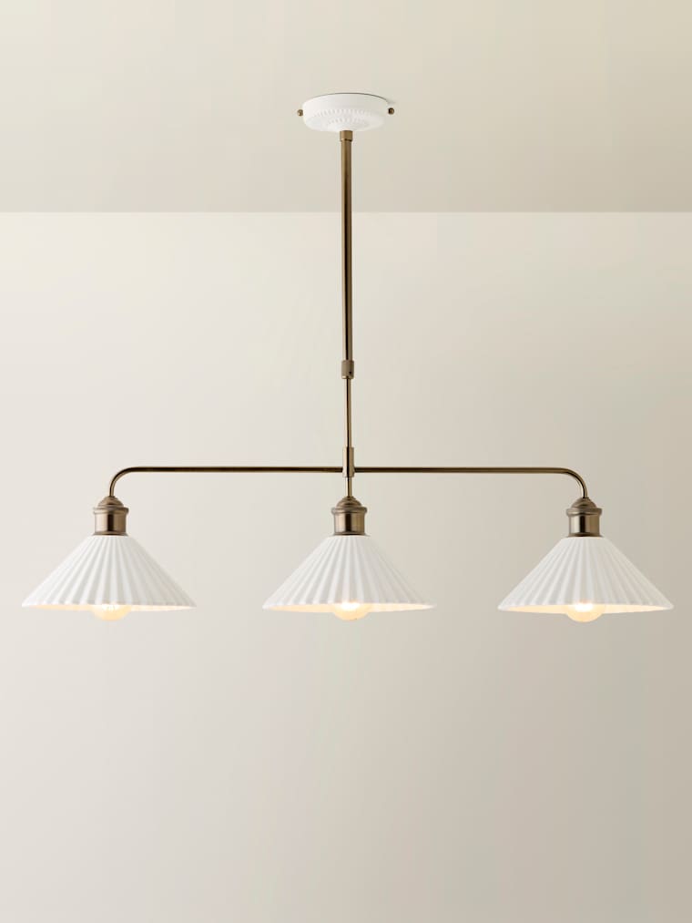 Brushed Brass with Ceramic Shade Diner Light