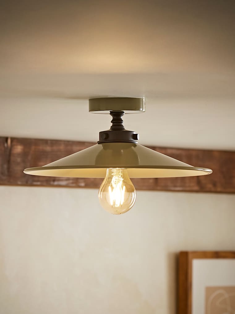 Moss Green Rolled Edge Flush Ceiling Light