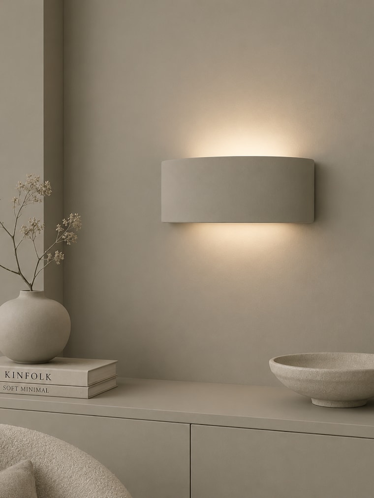 Moss Green Curved Ceramic Flush Wall Light
