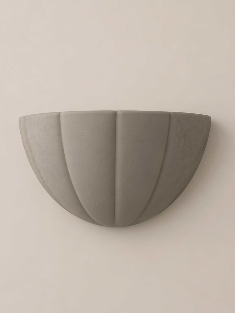 Sage Gray Scallop Ceramic Flush Wall Light