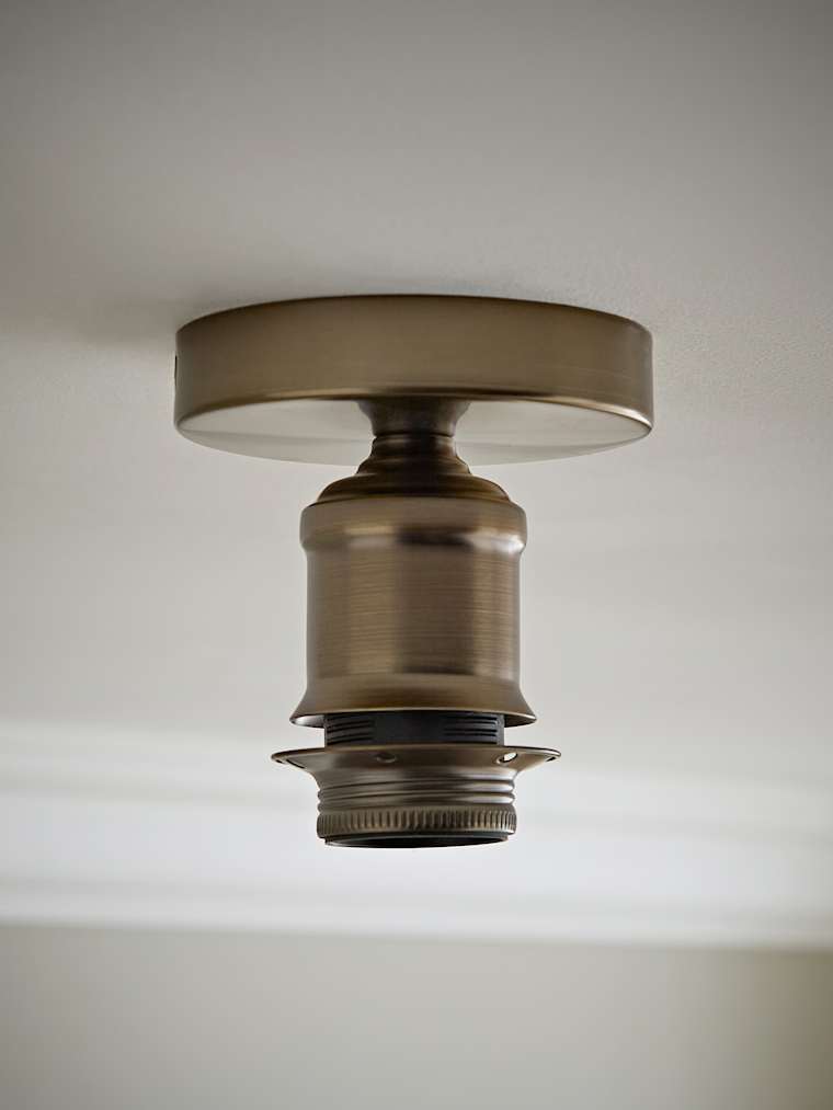 Brushed Brass Flush Ceiling Pendant Lamp Holder