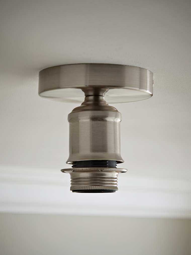 Brushed Chrome Flush Ceiling Pendant Lamp Holder