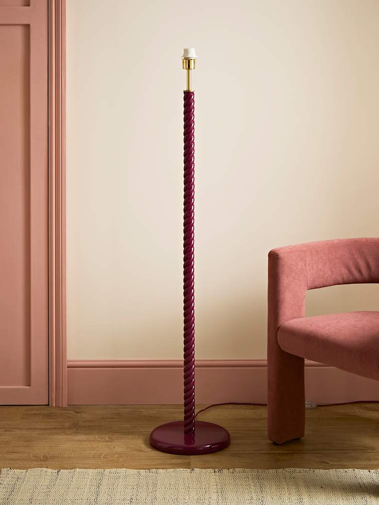 Pink Wooden Twist Floor Lamp Base