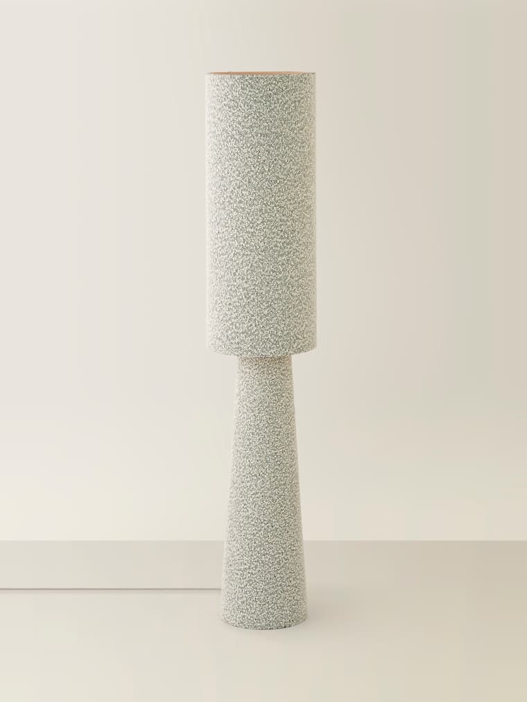 Grey Boucle Midi Floor Lamp