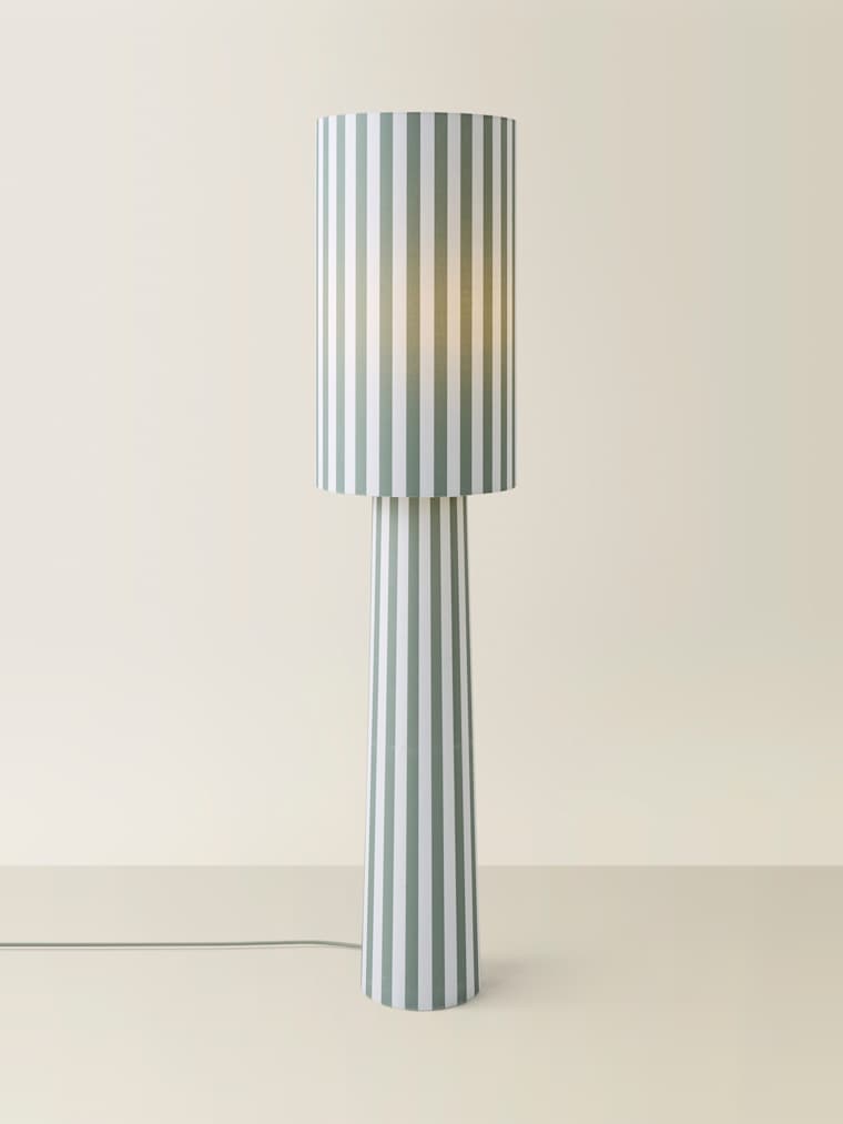 Green Stripe Fabric Midi Floor Lamp