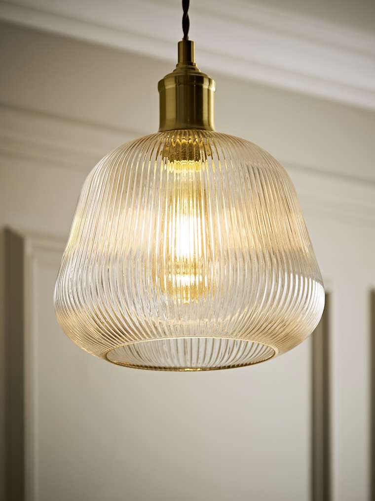 Ribbed Glass Bell Pendant Shade