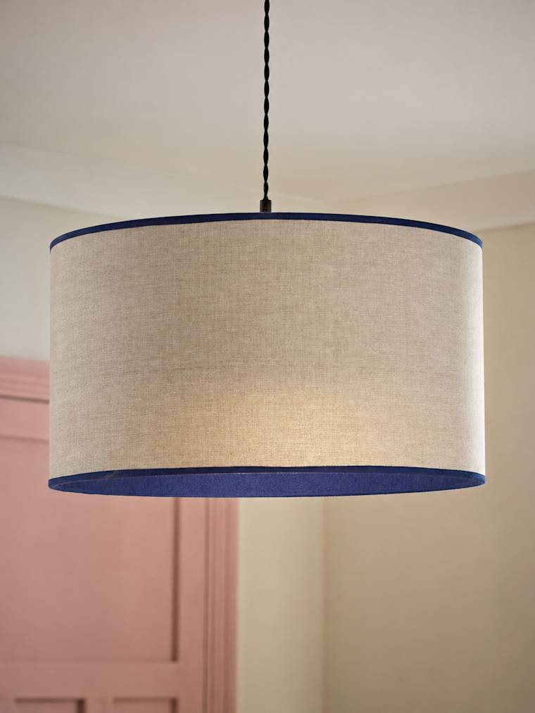 Navy Large Woven Drum Shade with Colour Inner