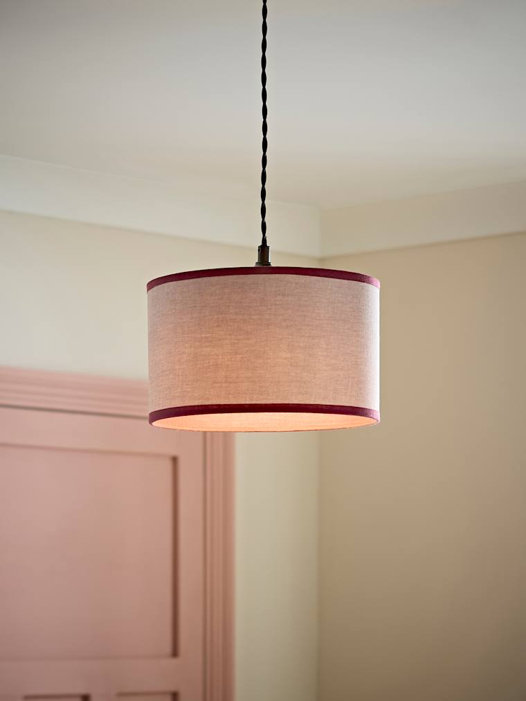 Pink Small Woven Drum Shade with Colour Inner