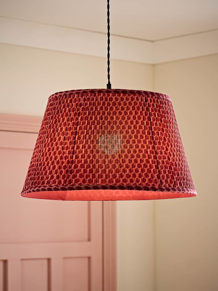 Large Pink Pleated Taper Shade