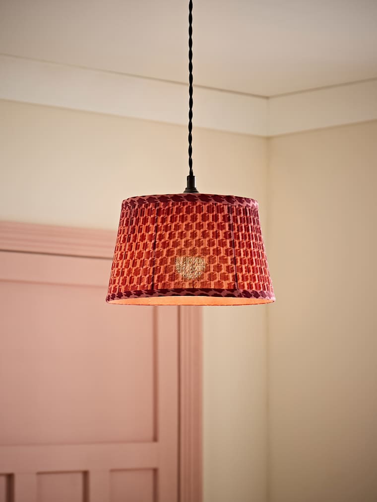 Small Pink Pleated Taper Shade
