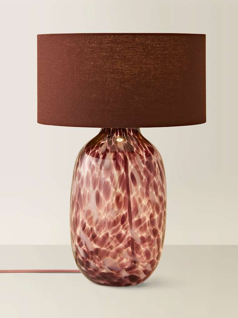 Burgundy Confetti Glass Table Lamp