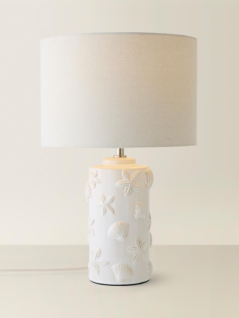 Seashell Ceramic Table Lamp with Linen Shade