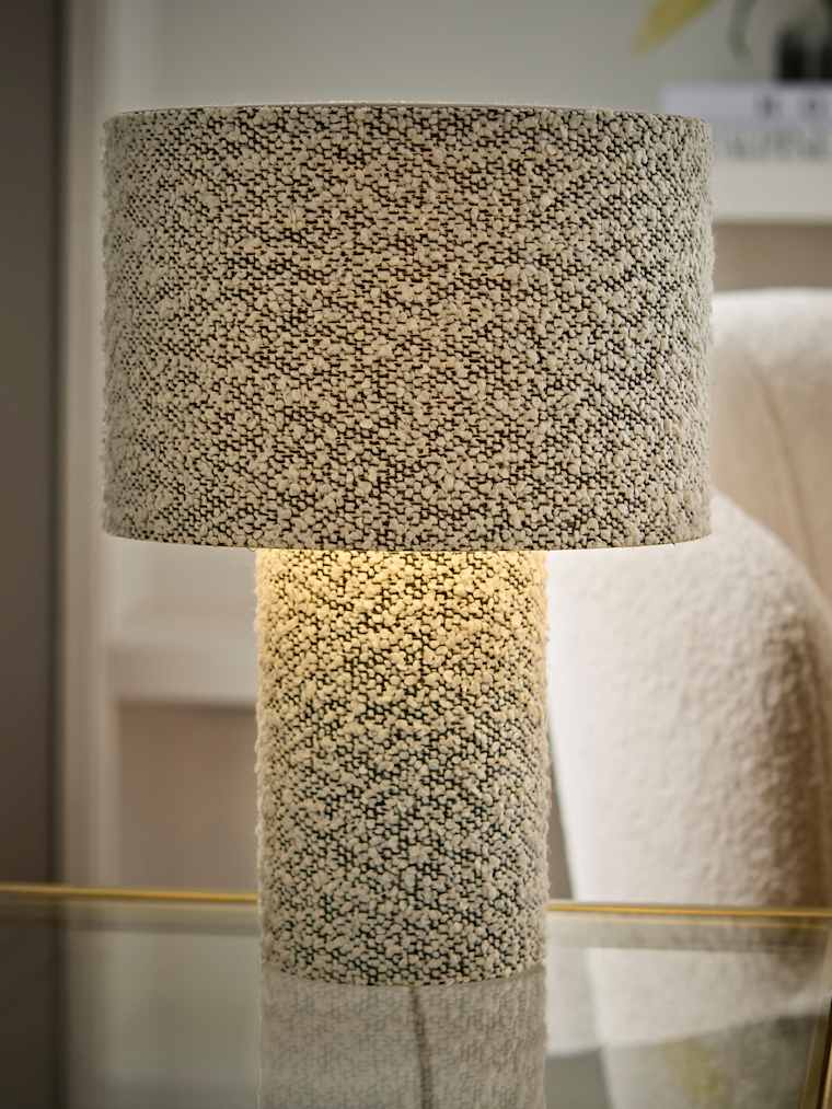 Grey Boucle Table Lamp